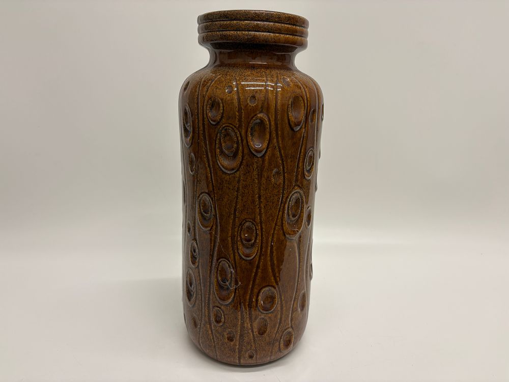 Lot 646: A West German mottled brown glazed ceramic vase 40cm tall