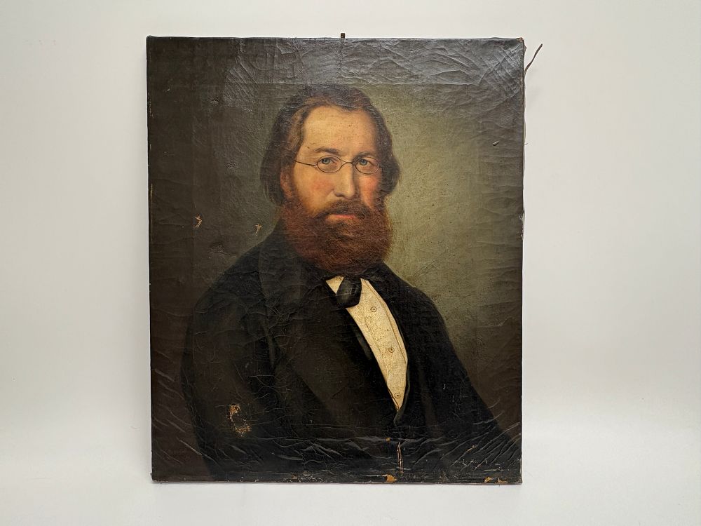 Lot 597: Philipp Hoyoll, Portrait of a Gentleman, Oil on Canvas, 1858 51x61cm