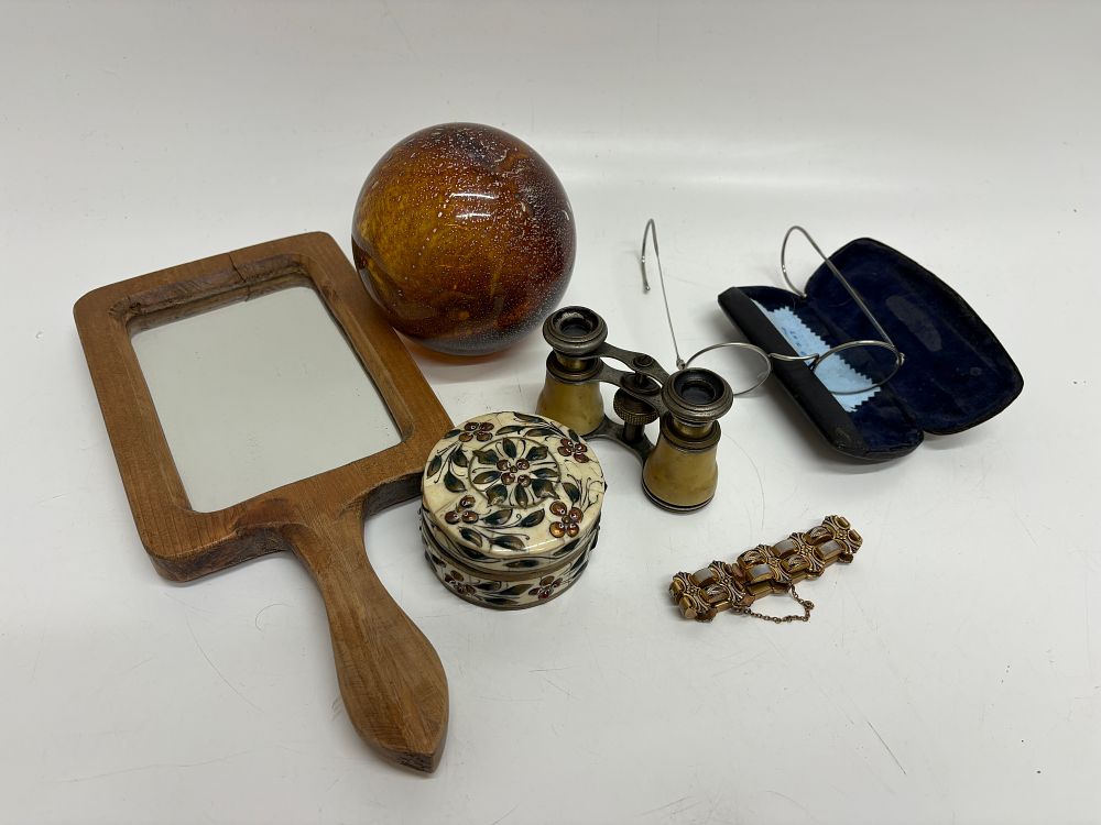Lot 609: An Assortment of Vintage Personal and Decorative Items Including Opera Glasses and Spectacles