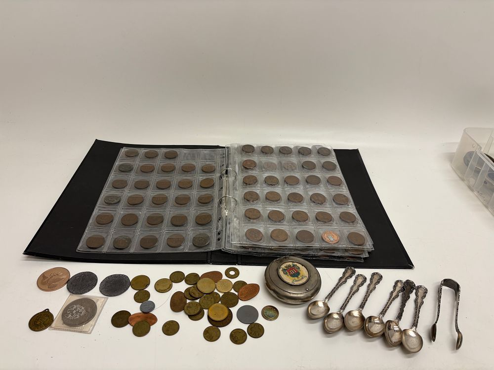 Lot 612: A Collection of UK Bronze Coinage, Commemorative Medals and Silver-Plated Flatware