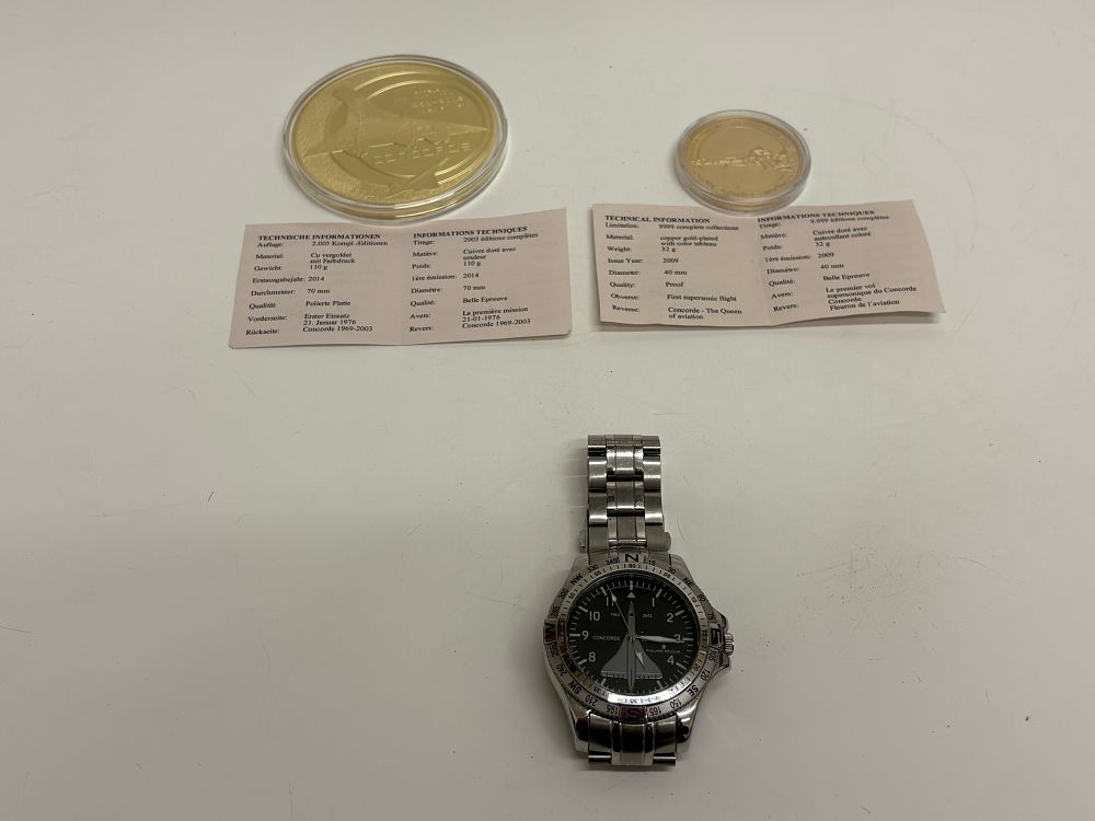 Lot 617: A Philippe Rêveur Concorde Limited Edition Wristwatch and Two Commemorative Medals