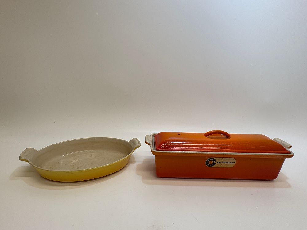 Lot 630: Two Le Creuset Enameled Cast Iron Baking Dishes