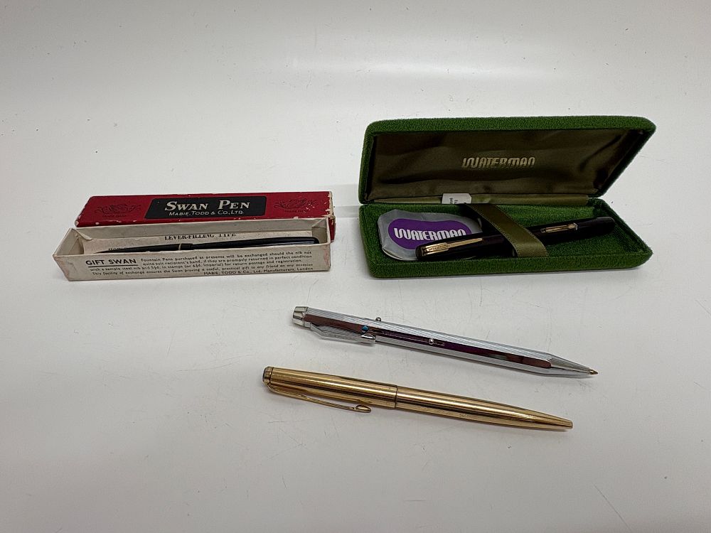 Lot 698: A Group of Vintage Swan and Waterman Fountain Pens and Writing Instruments