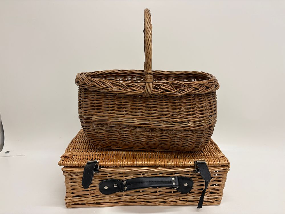Lot 701: Two Wicker Picnic and Harvest Baskets
