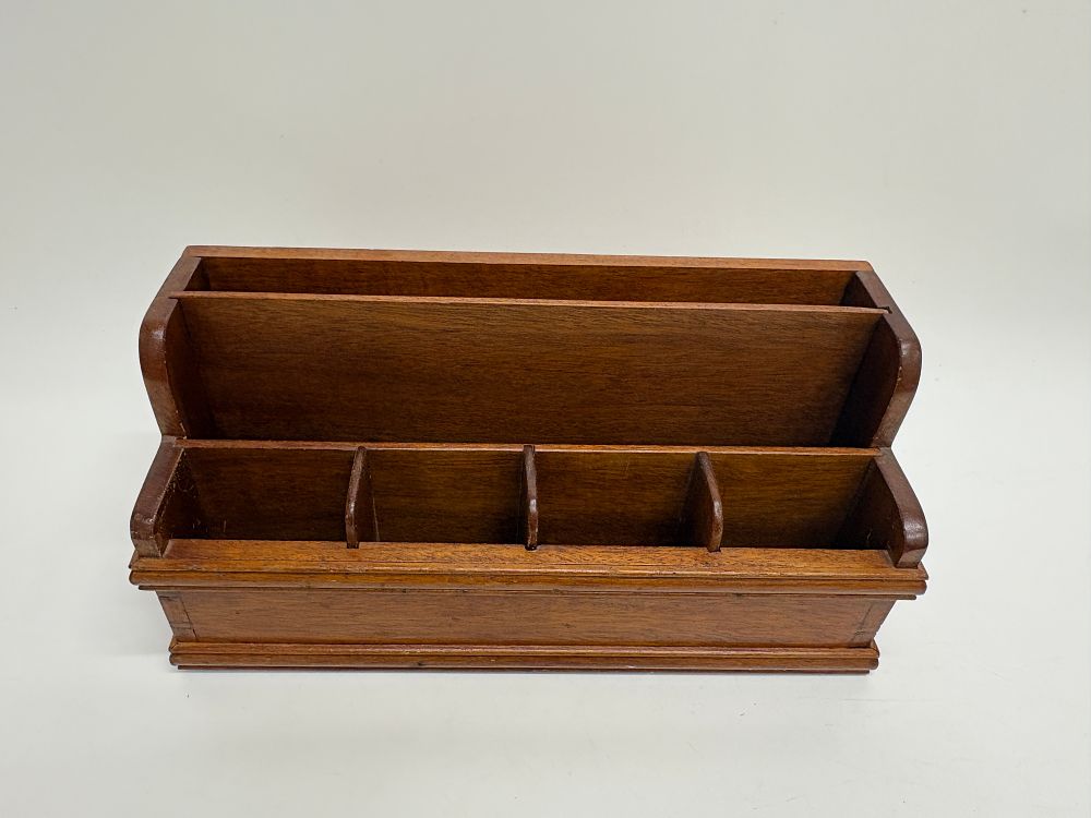 Lot 704: Vintage Mahogany Desk Organiser and Letter Rack