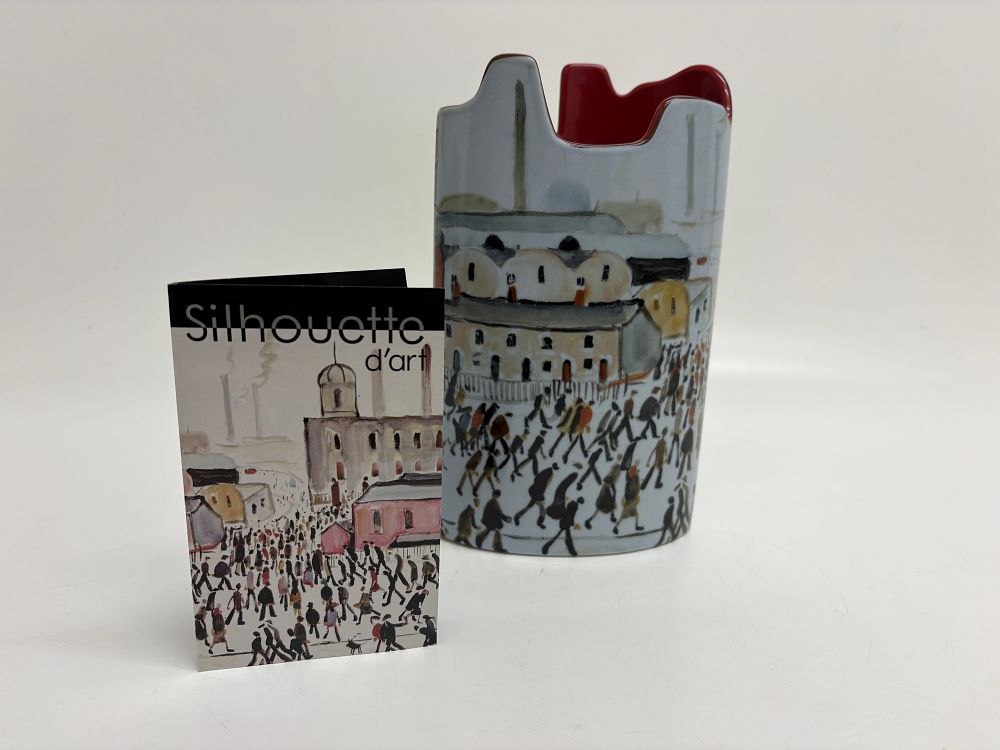 Lot 705: Beswick Parastone Silhouette d'art Ceramic Vase LS Lowry Going to Work 1959