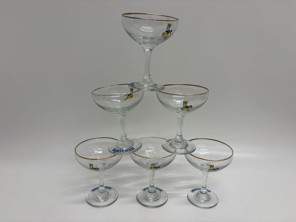 Lot 707: A Set of Six Vintage Babycham Gilded Champagne Coupes