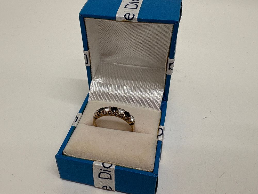 Lot 29: 9 Carat Gold Sapphire and Diamond Half Eternity Ring Gross Circa 2.1g