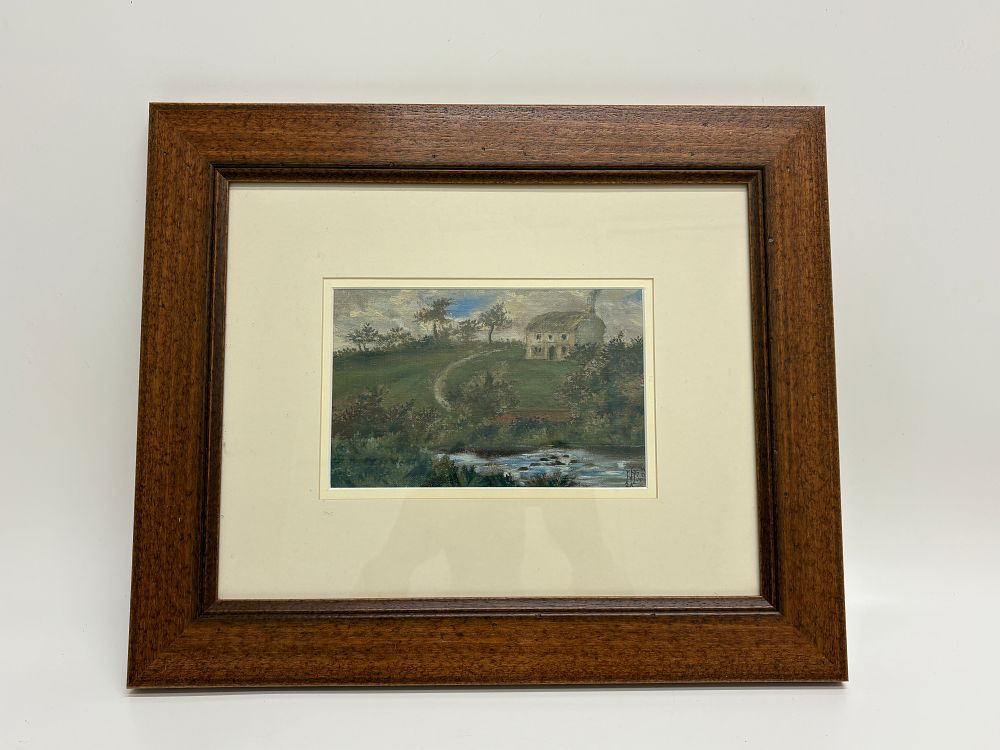 Lot 726: HFH Monogrammed Impressionistic Rural Landscape Oil Painting Dated 85 40x38cm