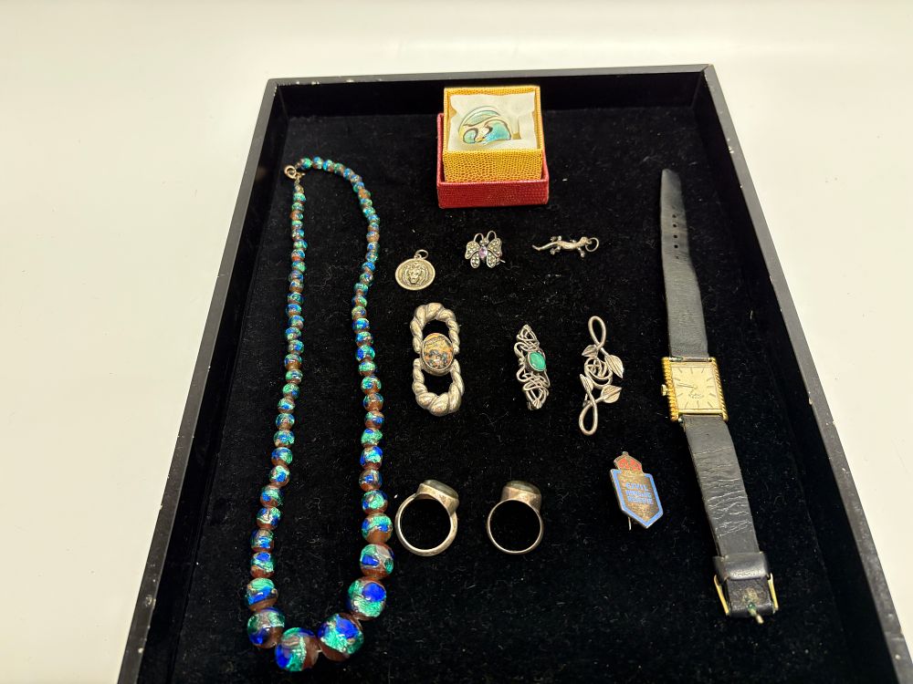 Lot 731: A Collection of Sterling Silver and Costume Jewellery, including Venetian Glass and a Rotary Wristwatch