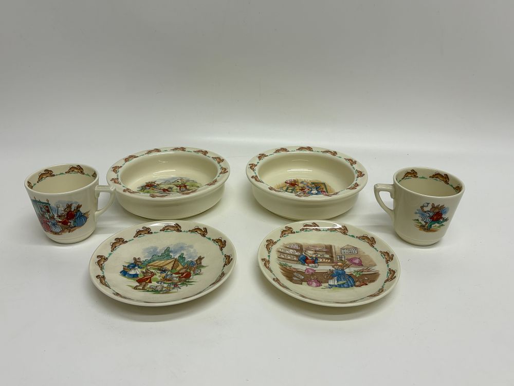 Lot 737: A Collection of Royal Doulton Bunnykins English Fine Bone China Nursery Ware