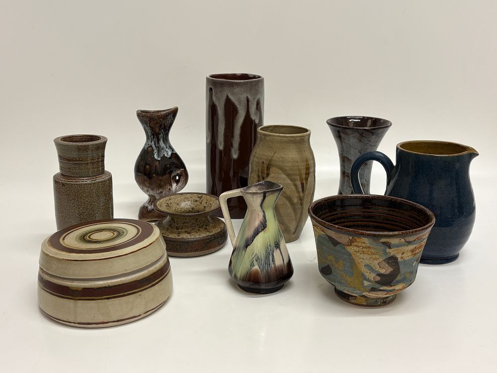 Lot 747: An Assortment of Eleven Studio Pottery Items Including West German and Signatured Pieces