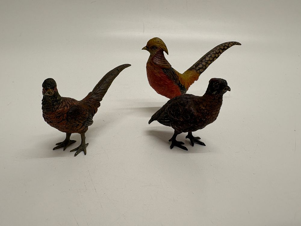 Lot 753: A Trio of Cold-Painted Metal Game Bird Figurines