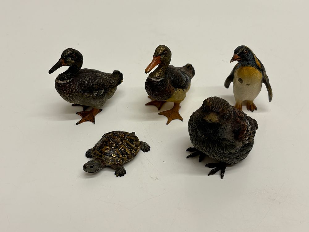 Lot 754: An Assortment of Cold-Painted Metal Animal Figurines