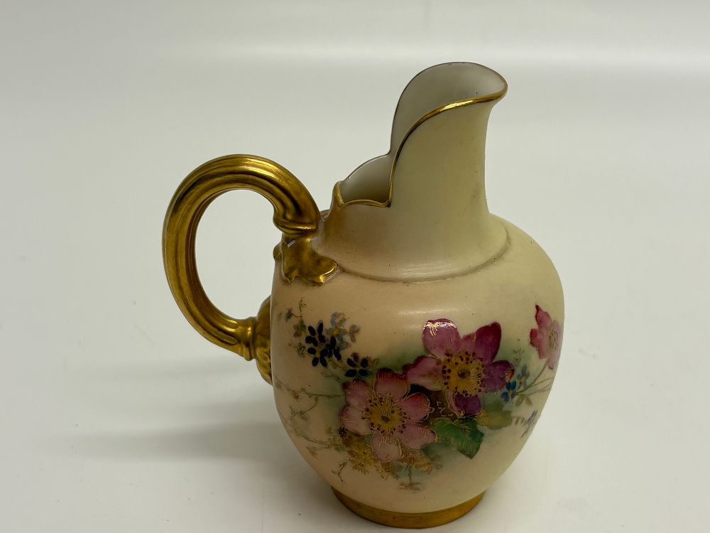 Lot 755: Royal Worcester blush ivory porcelain jug dated 1897
