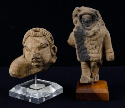 Pre-Columbian Excavated Terracotta Pottery. 2 Artifacts excavated, dated and mounted on display