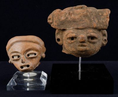Pre-Columbian Excavated Terracotta Pottery. 2 Artifacts excavated, dated and mounted on display