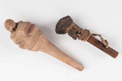 Chavin Whistles from Andes. Pre-Colombian whistles, lkely Chavin / Mohica terracotta ocarina /
