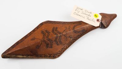Fiji War Club. This carved wood and painted item is a war club from the Fiji Islands approx 20"