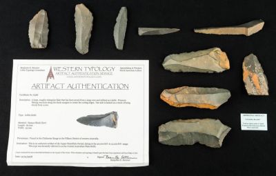 Aboriginal Artifact Leilira Blades / Black Chert. Nine Flake / Leilire Knives from the Gascoyne