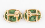 14K Gold & Jade Screwback Earrings. 14K gold and carved jade screwback earrings. Jade stones Image - 2