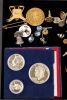 Cufflinks, Tie Bars, Coins, & Lighter. Tray of culfflinks, tie bars and tacks, a 3 3/4" wing Image - 3