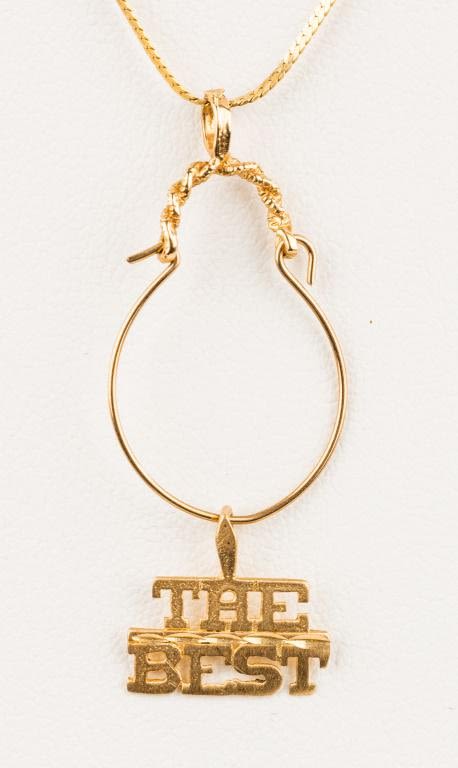14K Gold Necklace. One 14k gold 20" necklace with a "The Best" pendant 1.80 dwt.
