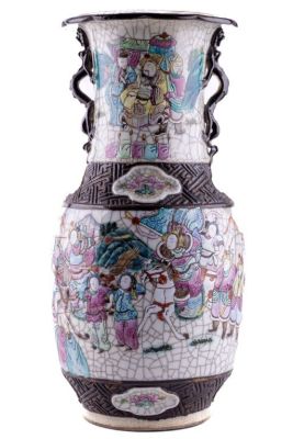 Chinese Crackle Glass Porcelain Vase. A Chinese crackle glass porcelain vase with crazing 