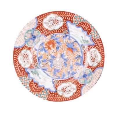 Meiji Period Japanese Plate. A Meiji period Japanese plate with blues, reds, greens etc. 