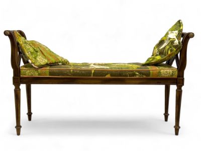 Floral Sofa Bench w/ Cushions. Measures approx. 28" high, 48" across, and 14" deep. Appears in 