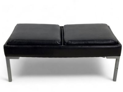 Black Mid Century Modern Style Bench. Mid century modern style bench with reversible cushions 