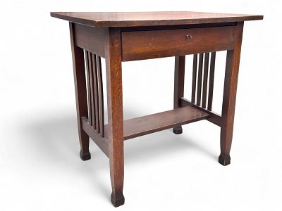 Period Arts & Crafts Library Table. Period Arts &amp; Crafts 1-drawer library table, made from 