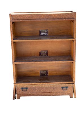 Mission Globe Wernicke Bookcase Unit. 3-stack Globe Wernicke Mission Bookcase Unit, in oak wood. 