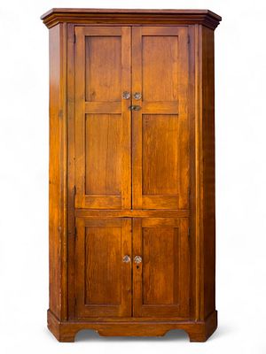 19th C Corner Cupboard ~6.5' H. 19th century corner cupboard measuring approx. 80" H x 43" W x 