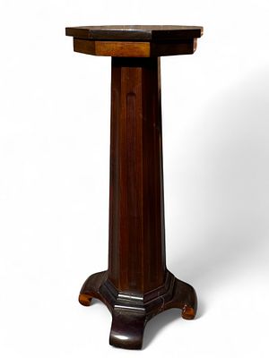 Victorian-Style Pedestal Table. Victorian-style pedestal table with octagonal top. Measures 
