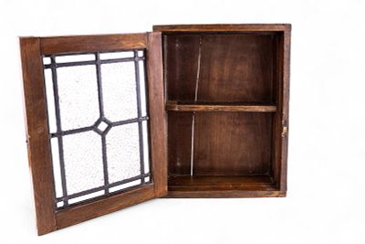 Arts & Crafts Period Medicine Cabinet. Arts &amp; Crafts period medicine cabinet with leaded 