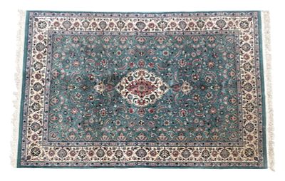 Persian Area Rug ~6' x 9'. Persian area rug with green field measuring approx. 9'1" x 5'11". 
