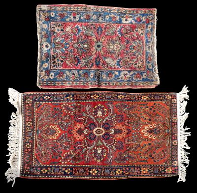 2 Hand Knotted Persian Rugs. 2 hand-knotted Persian area rugs, larger rug measures approx. 3'11" 