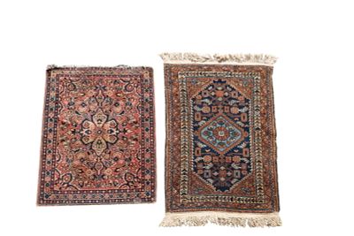 2 Antique Persian Rugs. 2 Antique Persian area rugs, larger measures approx. 2'10" x 2'1". 