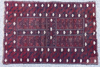 Turkaman Rug. Turkaman rug. Measures approx. 6' 3" L x 4' 4" W. Condition: Absence of a 