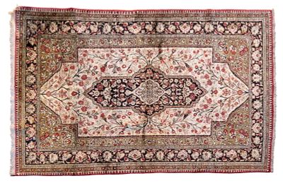 Persian Silk Rug. Persian silk rug. Measures approx. 4' 1" L x 2' 8" W. Condition: Absence of a 