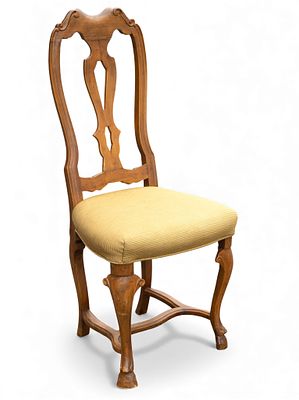 18th C Carved Side Chair. 18th century carved side chair, seat previously re-upholstered. 
