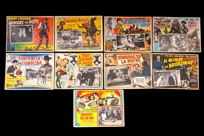 Nine Movie Posters/Lobby Cards 1950-70s including various movies measuring approx 12.5 x 16.25 