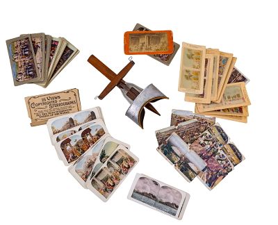 C. 1901 Underwood Stereo Viewer with Cards. Victorian Era Stereo Viewer "Sun Sculpture Trademark 