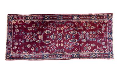 Antique Sarouk Rug. Antique sarouk rug measuring approx. 4'9" x 2'1". Condition: Rugs may be 