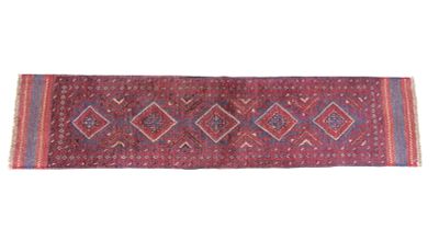 Baluchi Rug / Runner ~8.25" L. Baluchi rug measuring approx. 8'3" x 1'11". Condition: Rugs may 