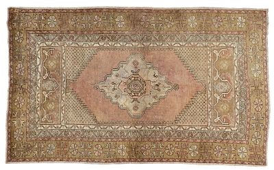 Antique Oushak Rug. Antique Oushak rug measuring approx. 4'10" x 3'. Condition: Rugs may be made 