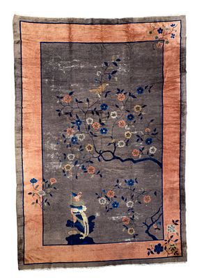 Antique Chinese Art Deco Rug ~10'x14'. Antique Chinese Art Deco area rug with peach / orange 