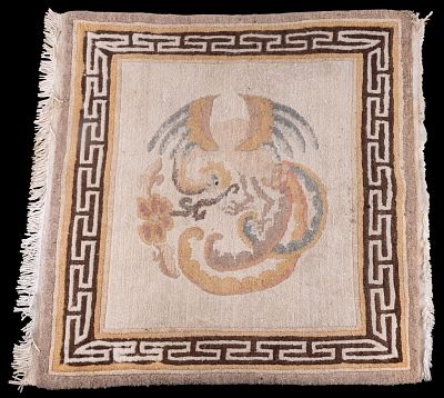 Persian Kashan Medallion Rug ~3' Square. Persian medallion rug in the Kashan tradition, likely 