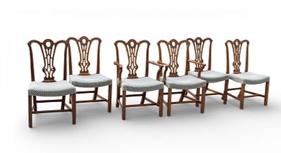 Carved Chippendale Dining Chairs (6). Set of 6 carved mahogany Chippendale dining chairs. Each 